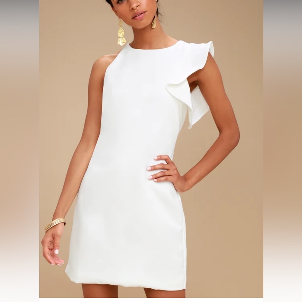 Lulus Dinah White One-Shoulder Dress